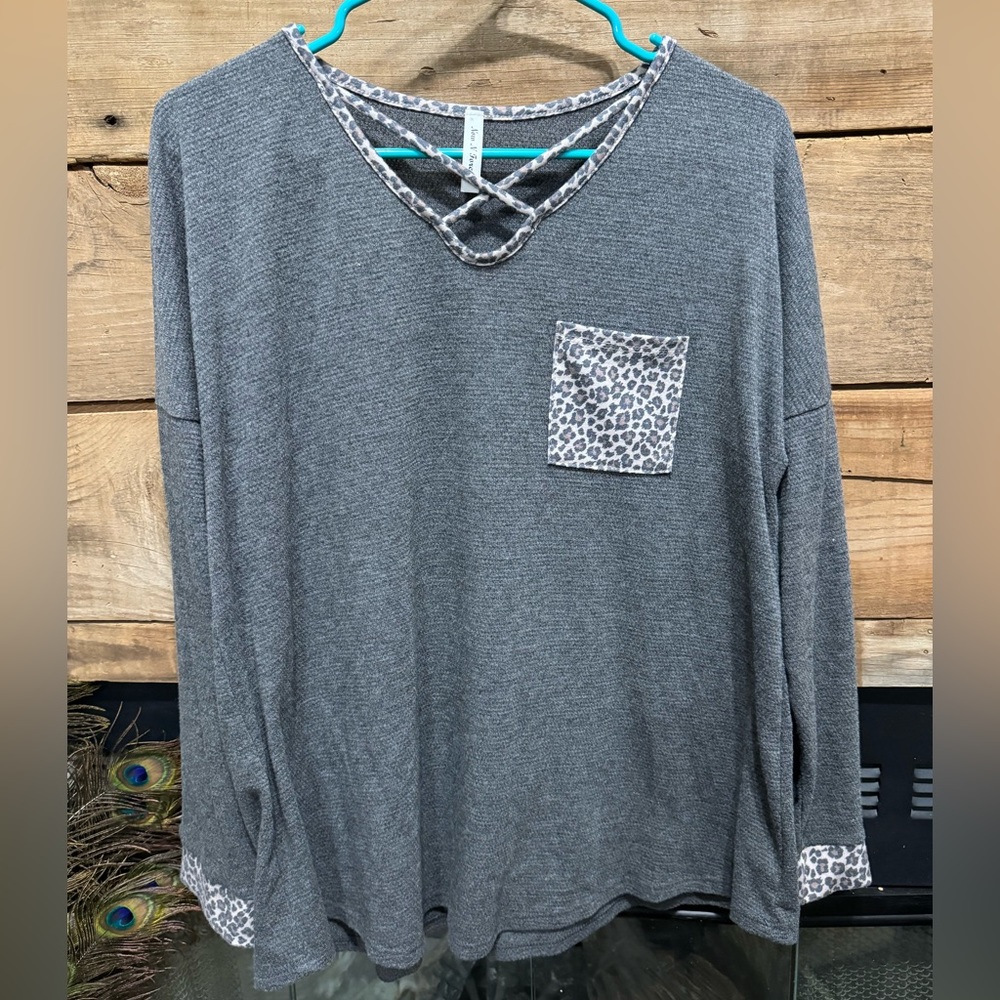 Caged Long Sleeve w/ Leopard Detail